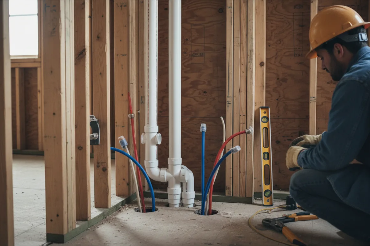 Drain and supply rough-in during Leak Detection in Columbus